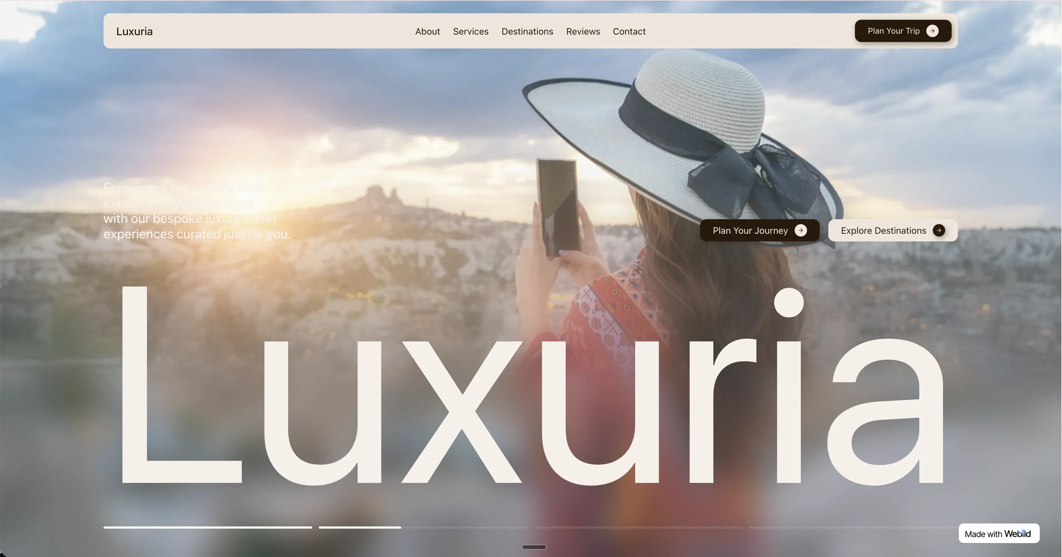 Luxuria Travel website