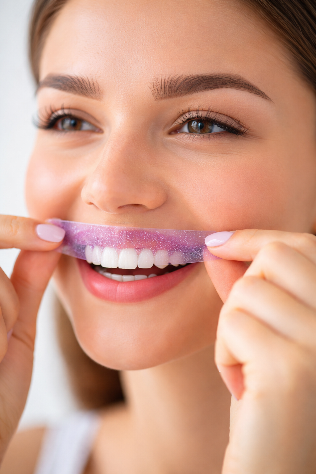 Step 1 - Applying WhitePop Pro whitening strips