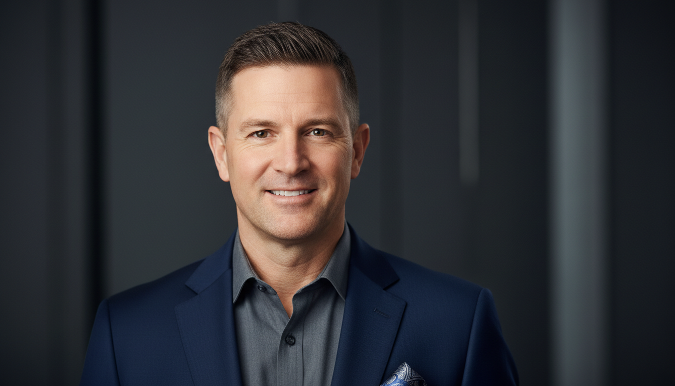 Professional headshot of a male personal brand coach or consultant. Engaging and trustworthy express