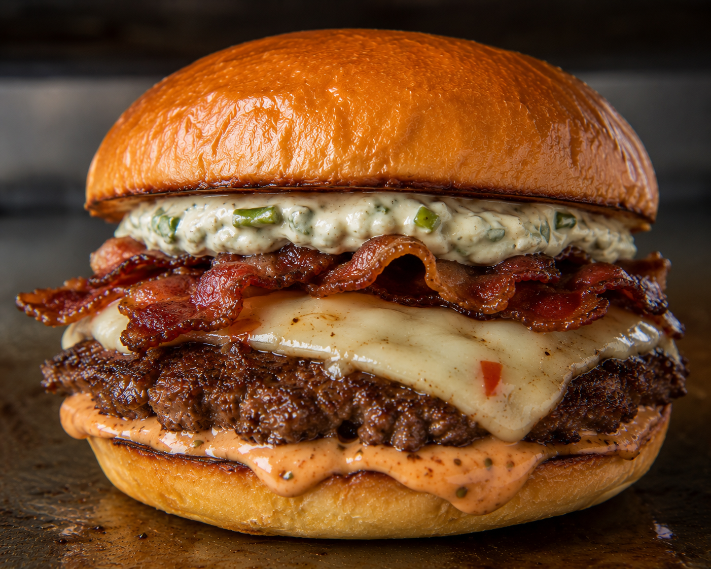 A vegetarian smash burger with fresh toppings