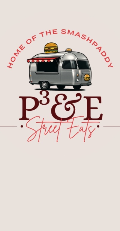 P3&E Street Eats food truck with a delicious burger hero shot