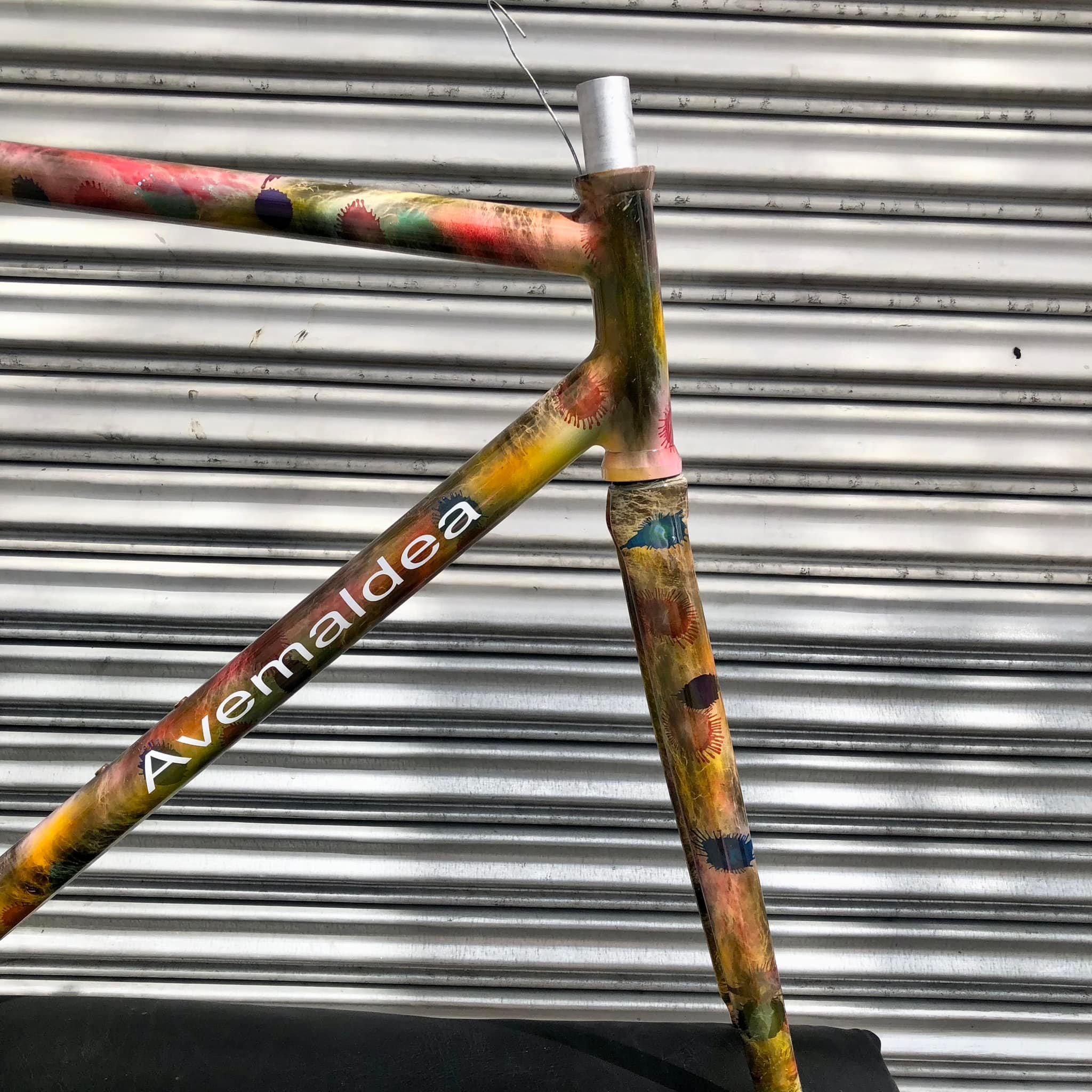 Restored vintage bicycle frame with new paint